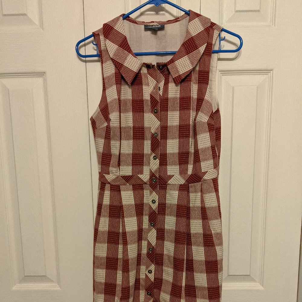 Red Checked ModCloth Dress with Pockets! Size 6